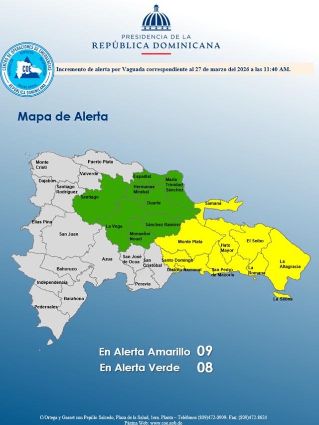 Provincias del este en alerta amarilla por lluvias; COE reporta inundaciones y acueductos afectados