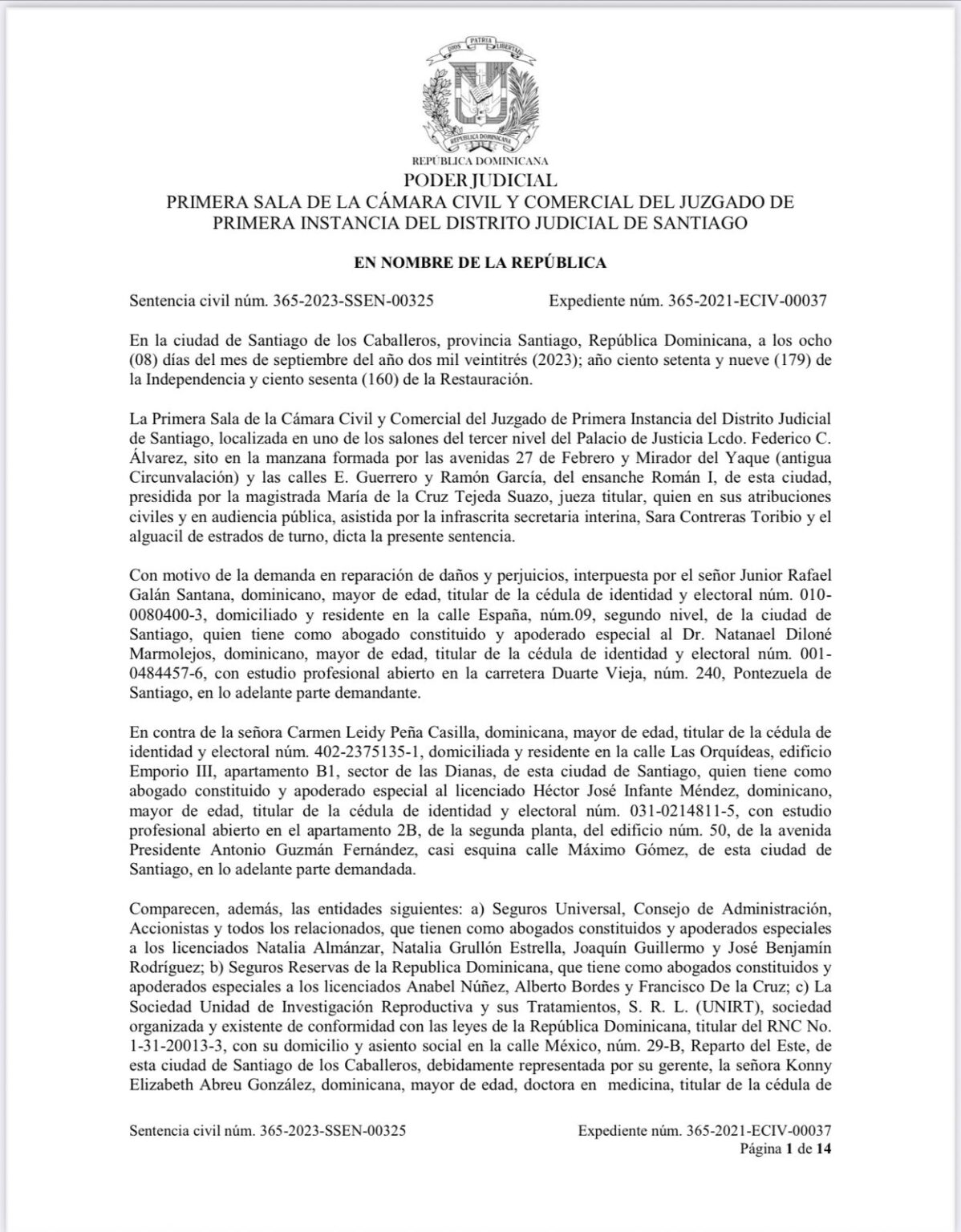 TRIBUNAL DE SANTIAGO CONDENA A COMUNICADORA Carmen Leidy Peña Casilla POR DENUNCIA FALSA Y DAÑOS MORALES.