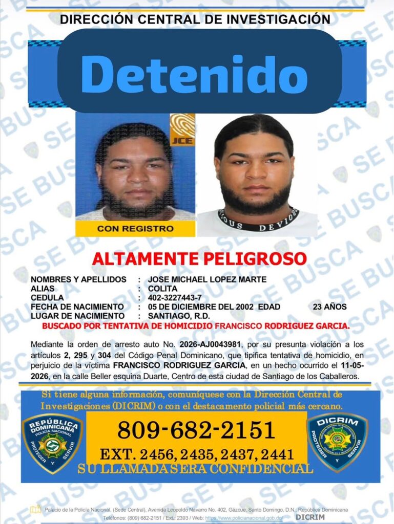 Tras búsqueda, se entrega “Colita” acusado de tentativa de homicidio en Santiago