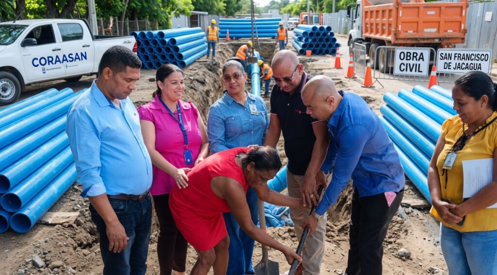 Ayuntamiento y CORAASAN impulsan proyecto de agua con 100 tubos en Jacagua
