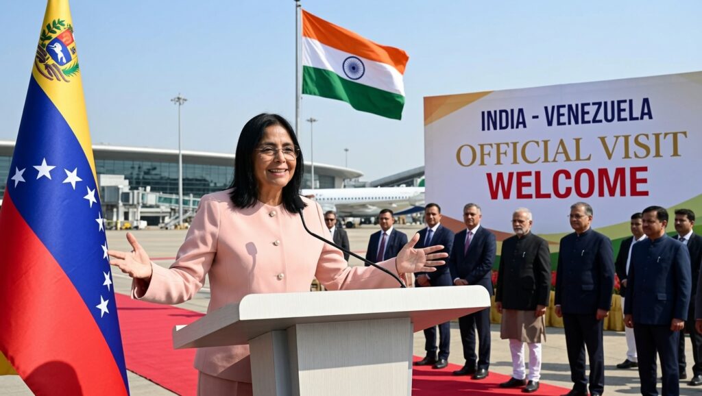 Delcy Rodríguez inicia visita oficial a la India como presidenta interina