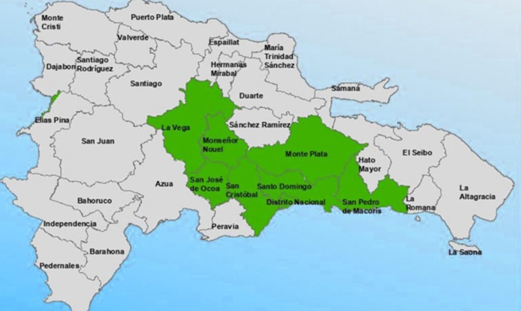 COE coloca en alerta verde a siete provincias y al Distrito Nacional por aguaceros y tormentas eléctricas