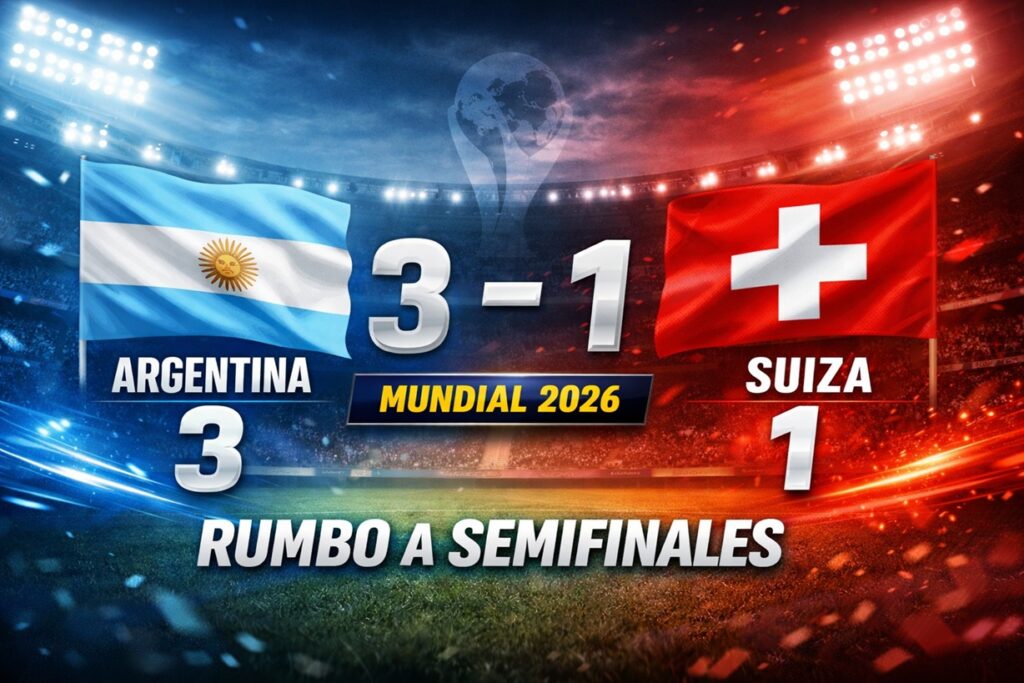 Argentina vence 3-1 a Suiza en la prórroga y avanza a semifinales del Mundial 2026