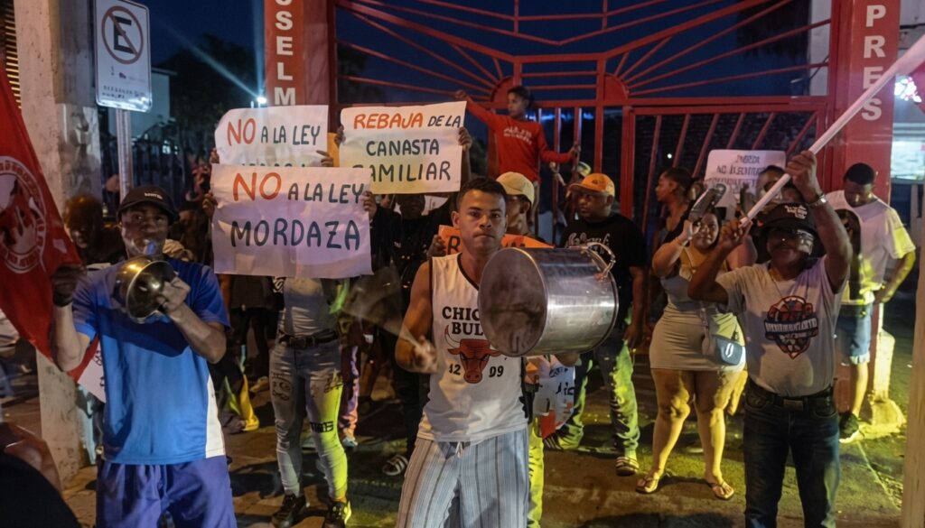 Protesta en Moca contra ley mordaza y crisis económica
