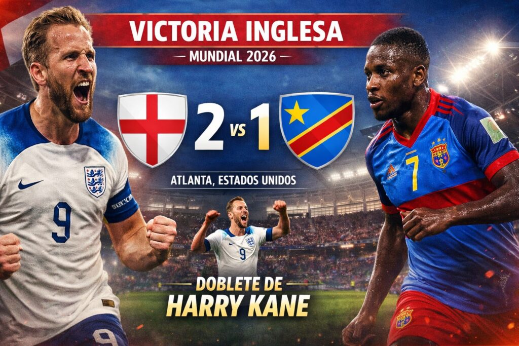 Inglaterra remonta y elimina a RD Congo con un doblete de Harry Kane en Atlanta