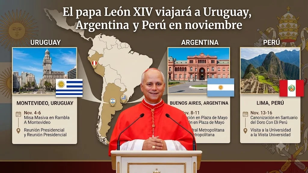 Papa León XIV visitará Uruguay, Argentina y Perú en noviembre