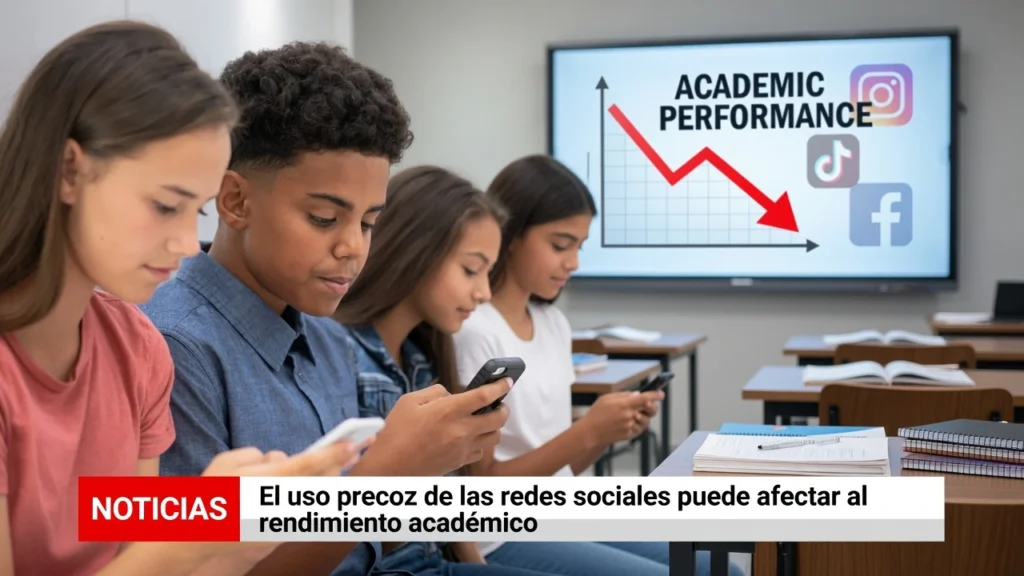Estudiantes con acceso temprano a redes sociales muestran bajo rendimiento