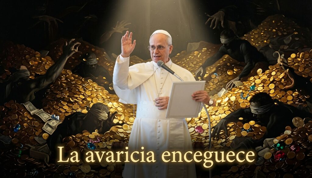Papa León XIV “La avaricia enceguece”